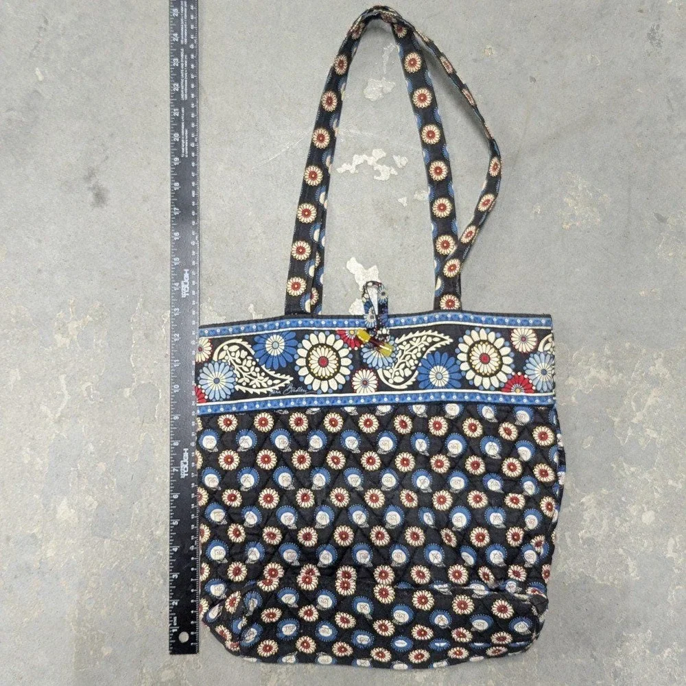 Retired‎ Boho Cottagecore Owl Vera Bradley Quilted Tote Bag Floral Blue Cotton